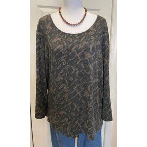J Jill Womens Snakeskin Print Top Size XL Y2K Goblincore Fairy Grunge Indie Edgy
